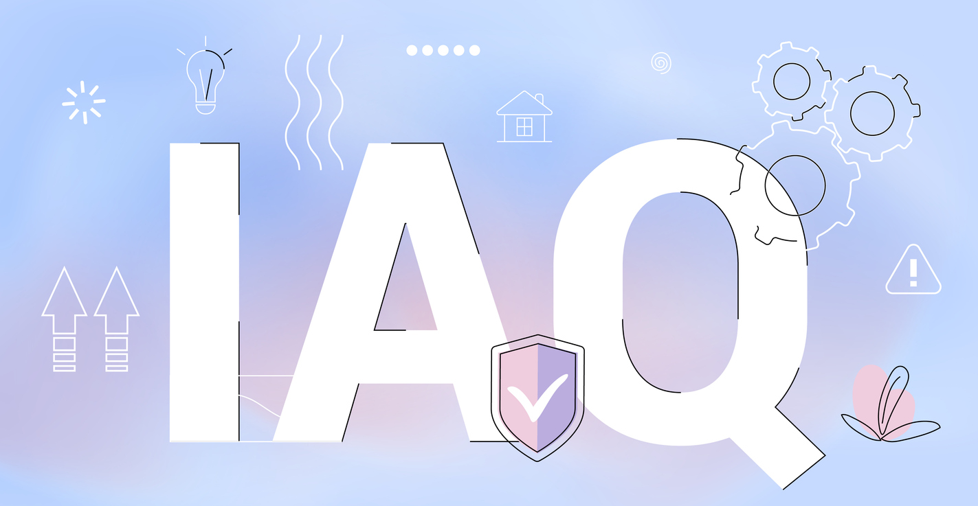 IAQ Indoor Air Quality acronym Business concept for presentations and reports Wordcloud vector illustration of indoor air quality IAQ